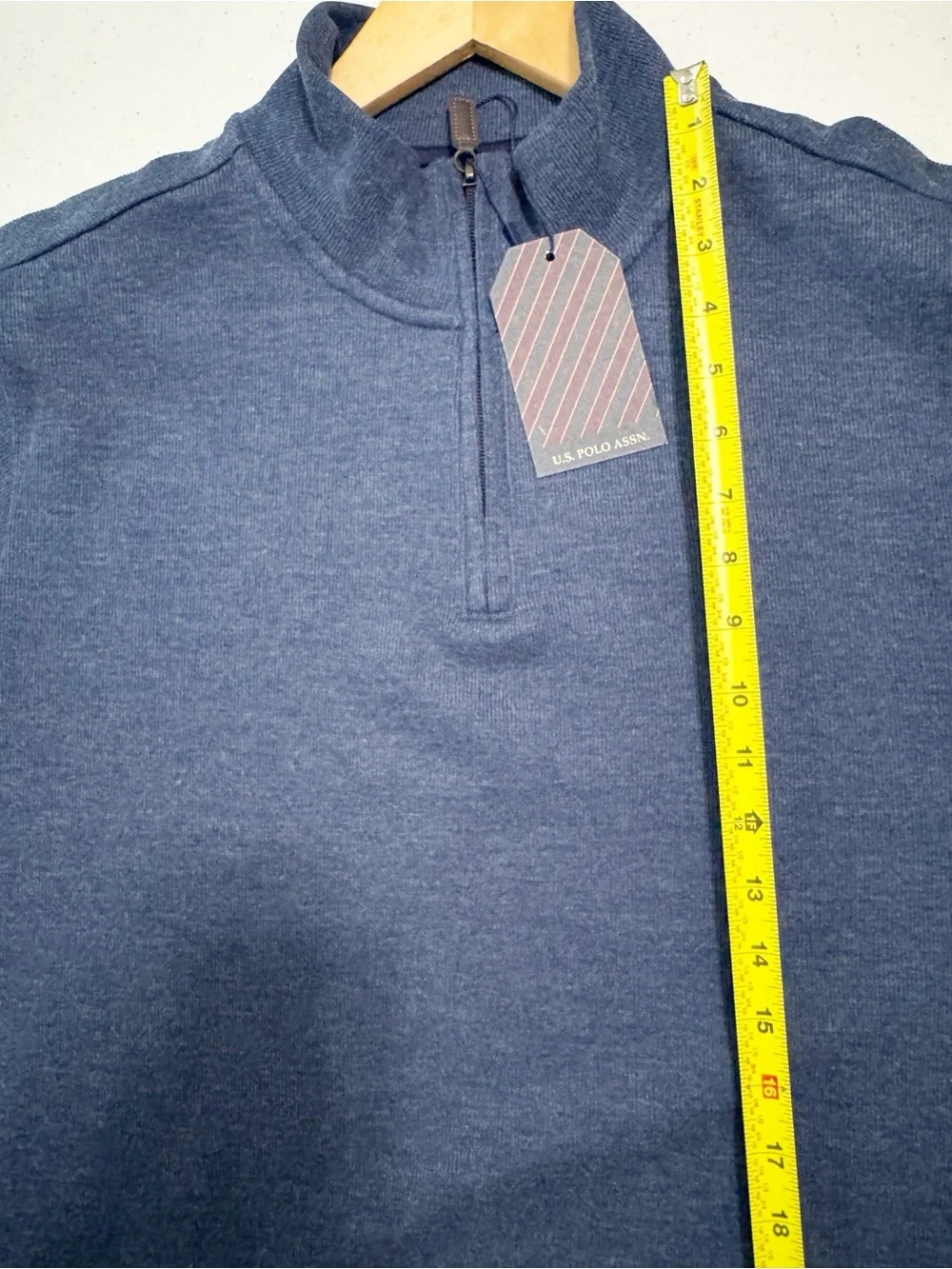 U.S. Polo Assn Quarter Zip Pillover Sweater Blue NWT Large